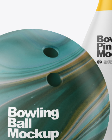 Matte Bowling Ball w/ Bowling Pin Mockup