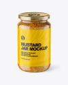 Clear Glass Jar with Wholegrain Mustard Mockup Clear Glass Jar with Wholegrain Mustard Mockup