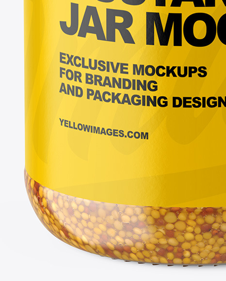 Clear Glass Jar with Wholegrain Mustard Mockup Clear Glass Jar with Wholegrain Mustard Mockup