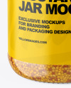 Clear Glass Jar with Wholegrain Mustard Mockup Clear Glass Jar with Wholegrain Mustard Mockup
