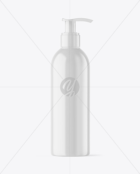 Glossy Cosmetic Bottle with Pump Mockup