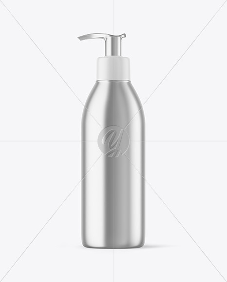 Metallic Bottle with Pump Mockup