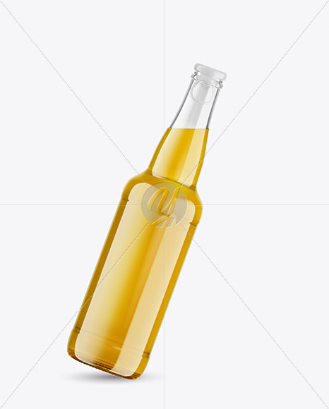 Clear Glass Lager Beer Bottle Mockup