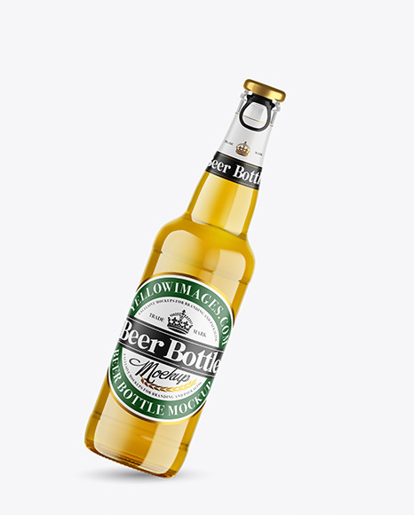 Clear Glass Lager Beer Bottle Mockup