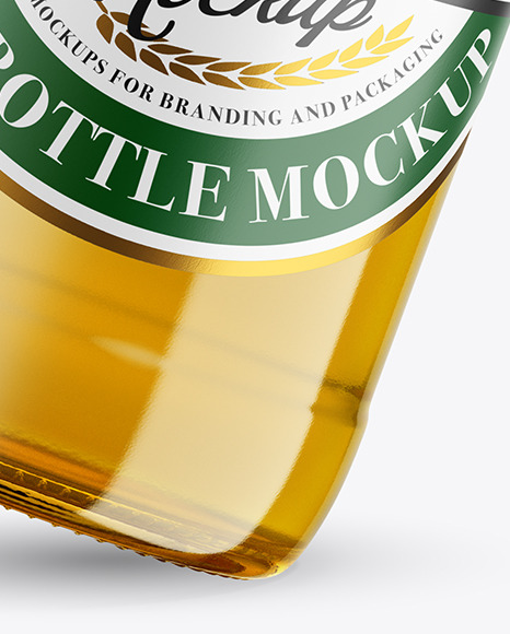 Clear Glass Lager Beer Bottle Mockup