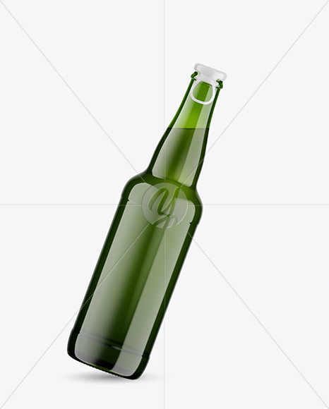 Green Glass Lager Beer Bottle Mockup