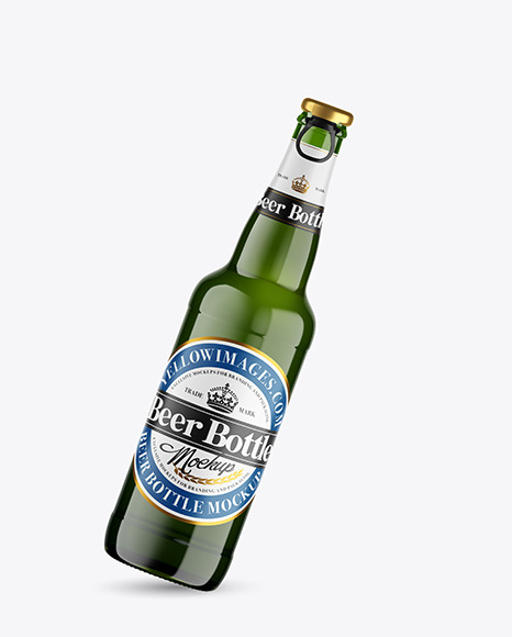 Green Glass Lager Beer Bottle Mockup