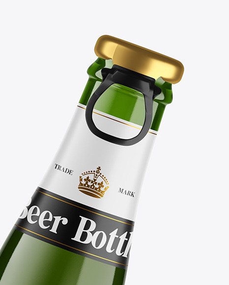 Green Glass Lager Beer Bottle Mockup