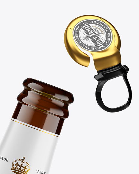 Amber Glass Lager Beer Bottle Mockup