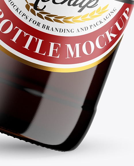 Amber Glass Lager Beer Bottle Mockup