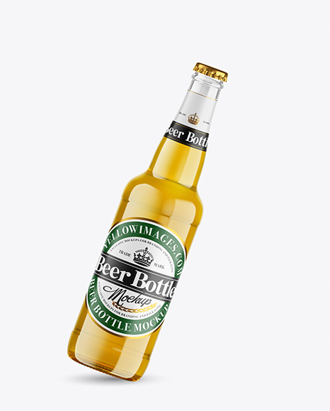 Clear Glass Lager Beer Bottle Mockup