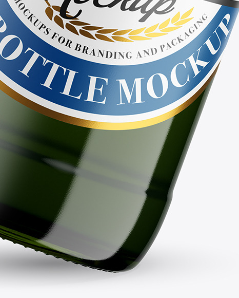 Green Glass Lager Beer Bottle Mockup