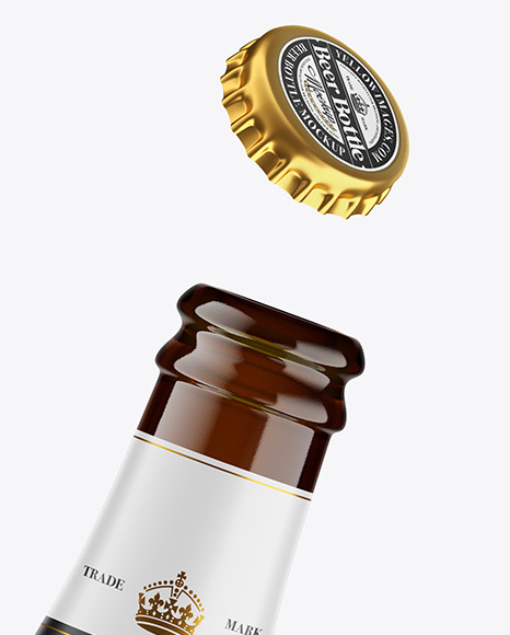 Amber Glass Lager Beer Bottle Mockup