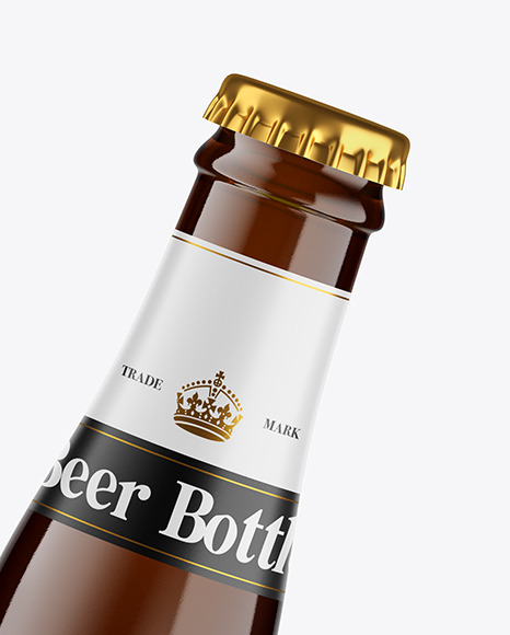 Amber Glass Lager Beer Bottle Mockup