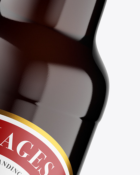 Amber Glass Dark Beer Bottle Mockup