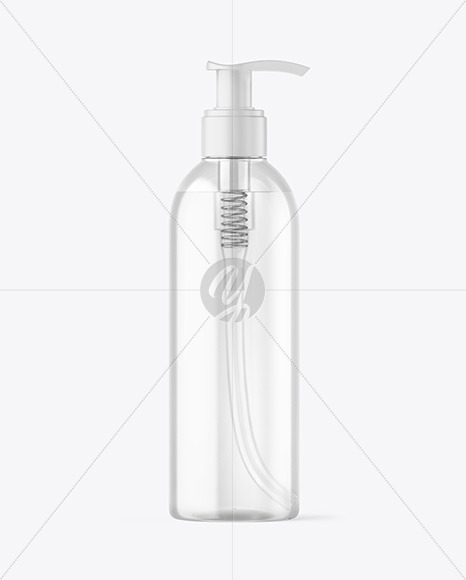 Clear Cosmetic Bottle with Pump Mockup