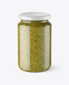 Clear Glass Jar with Pesto Sauce Mockup