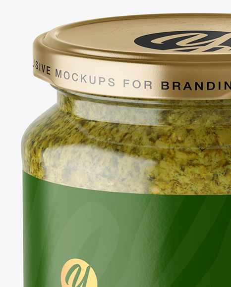 Clear Glass Jar with Pesto Sauce Mockup