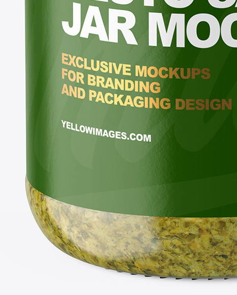 Clear Glass Jar with Pesto Sauce Mockup