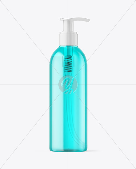 Color Plastic Cosmetic Bottle with Pump Mockup