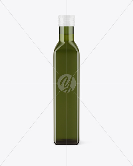 Green Glass Olive Oil Bottle Mockup