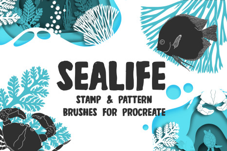 Sealife Procreate Pattern and Stamp Brushes - Shark