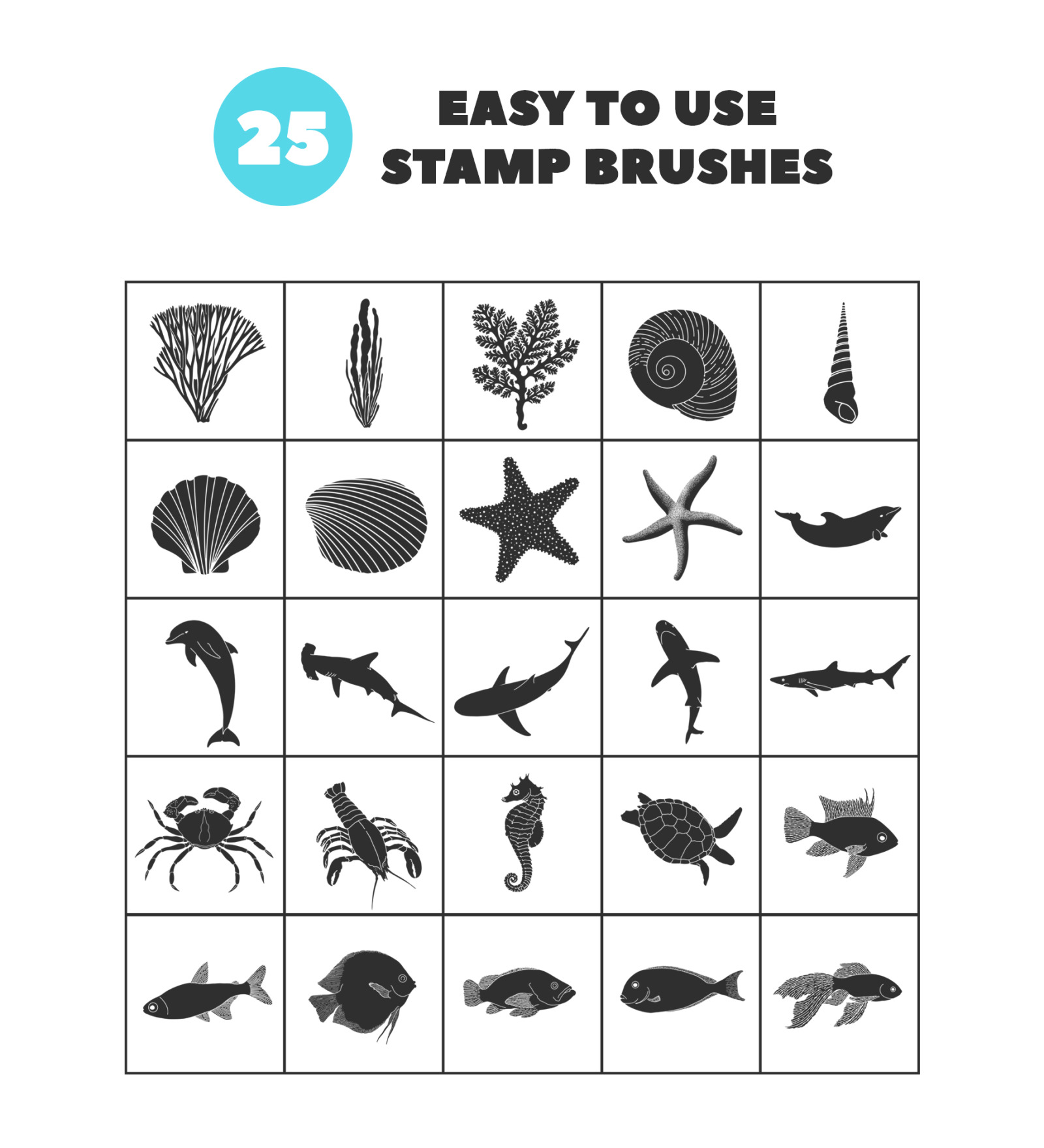 Sealife Procreate Pattern and Stamp Brushes Sealife Procreate Pattern and Stamp Brushes