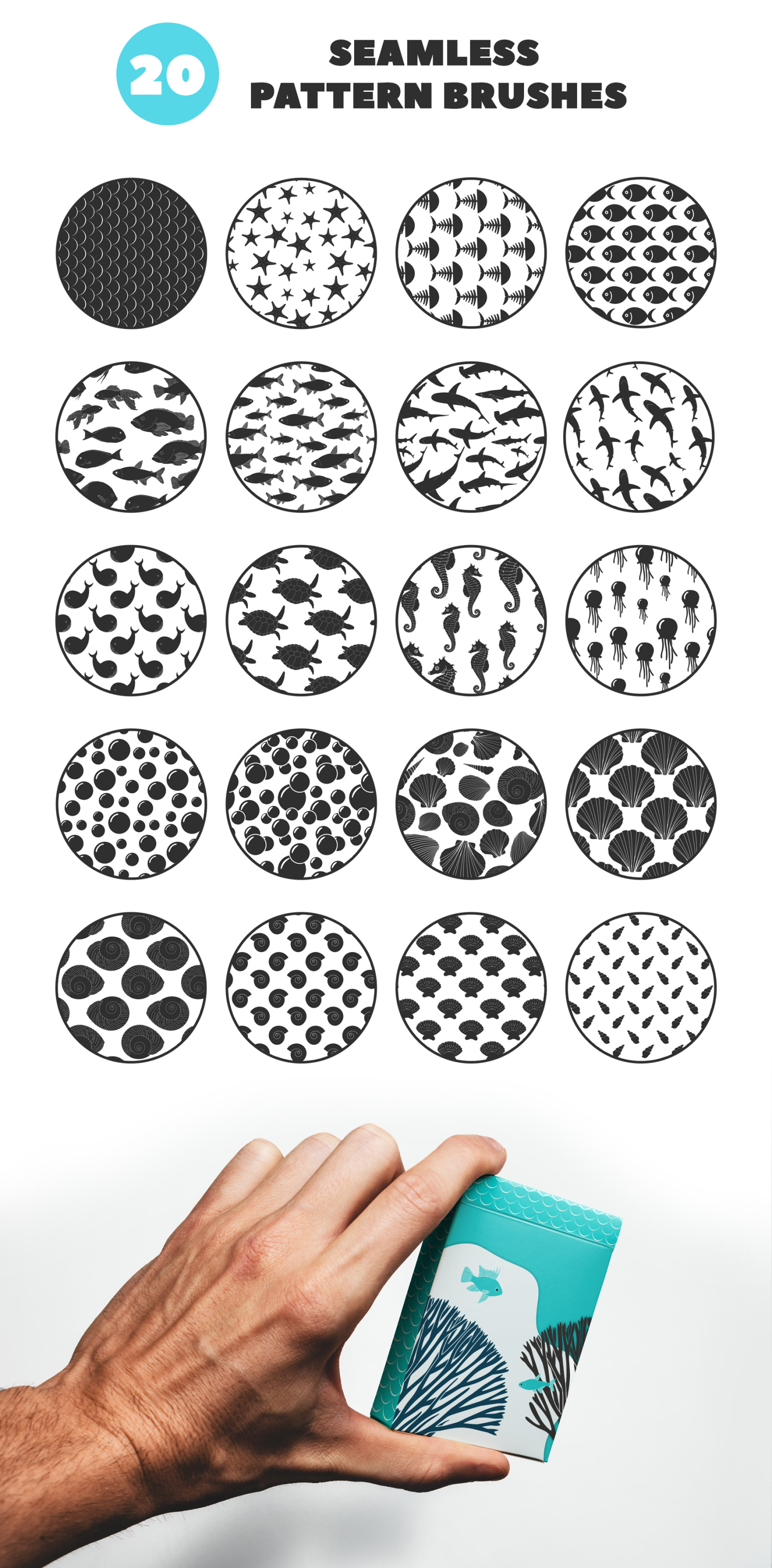 Sealife Procreate Pattern and Stamp Brushes Sealife Procreate Pattern and Stamp Brushes