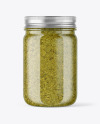 Clear Glass Jar with Pesto Sauce Mockup