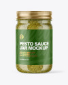 Clear Glass Jar with Pesto Sauce Mockup