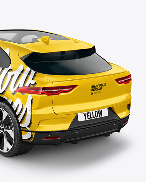 Electric Crossover SUV Mockup - Back Half Side View (High-Angle Shot)