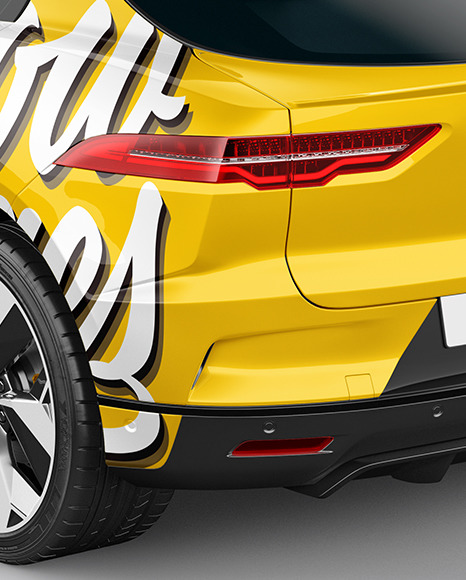 Electric Crossover SUV Mockup - Back Half Side View (High-Angle Shot)