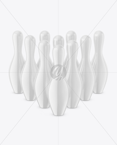 Glossy Bowling Pins Mockup