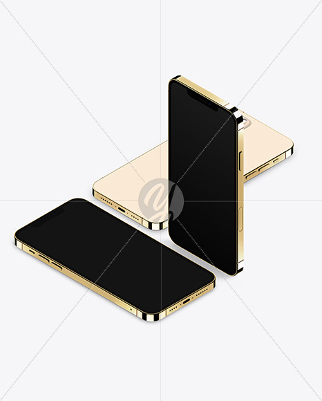 iPhones 12 Pro Max Gold Mockup Scene