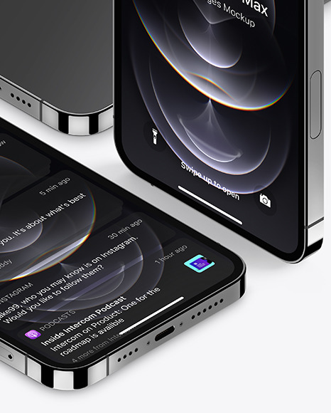 iPhones 12 Pro Max Graphite Mockup Scene