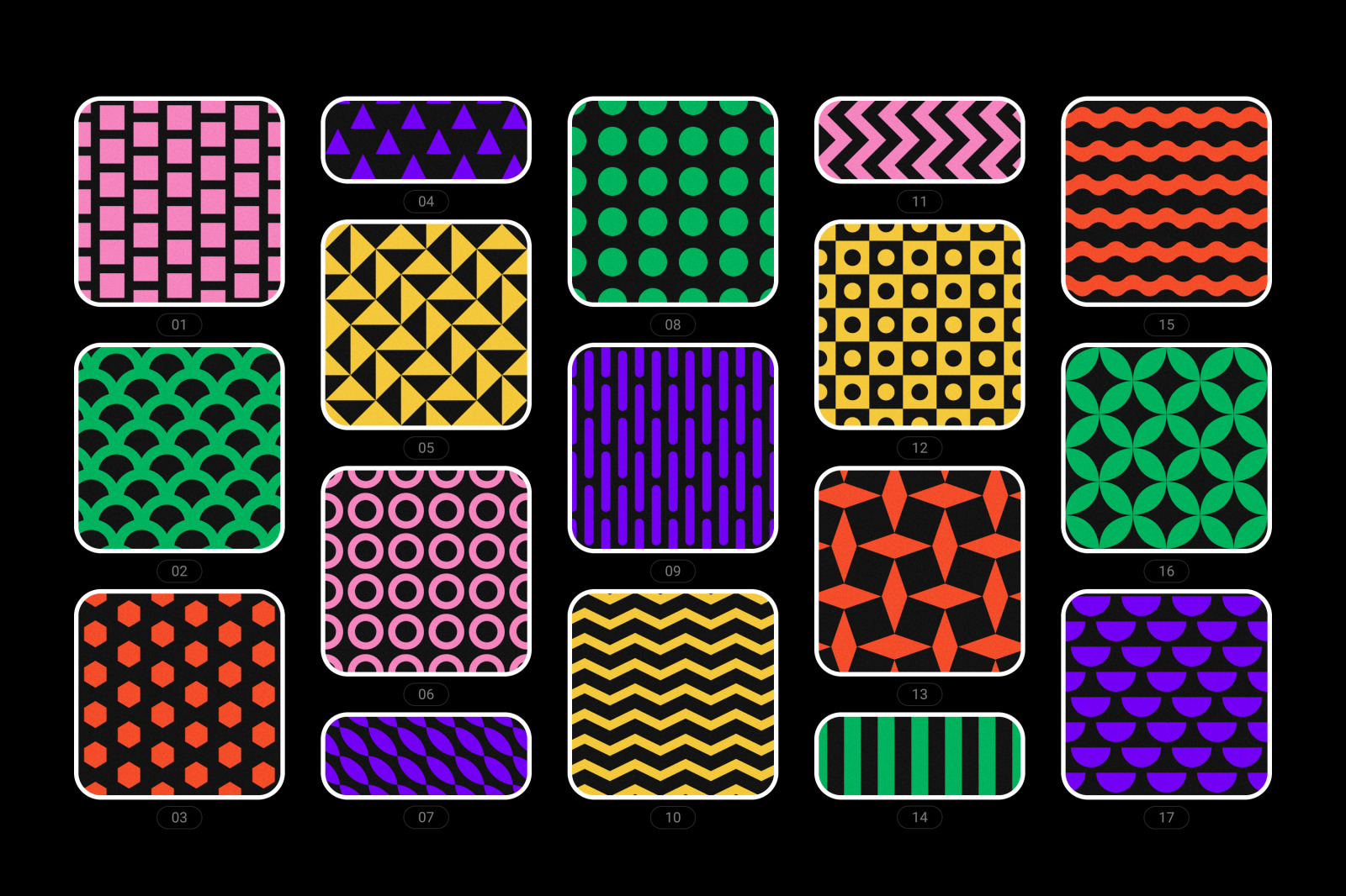 Bold geometric seamless patterns collection