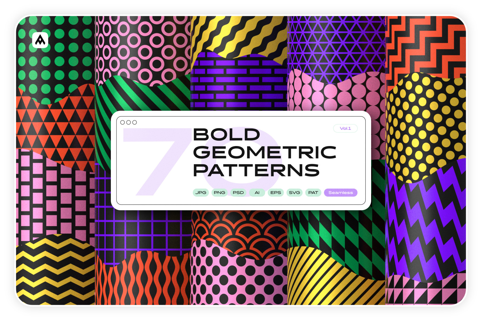 Bold geometric seamless patterns collection