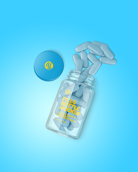 Clear Plastic Bottle w/ Pills Mockup