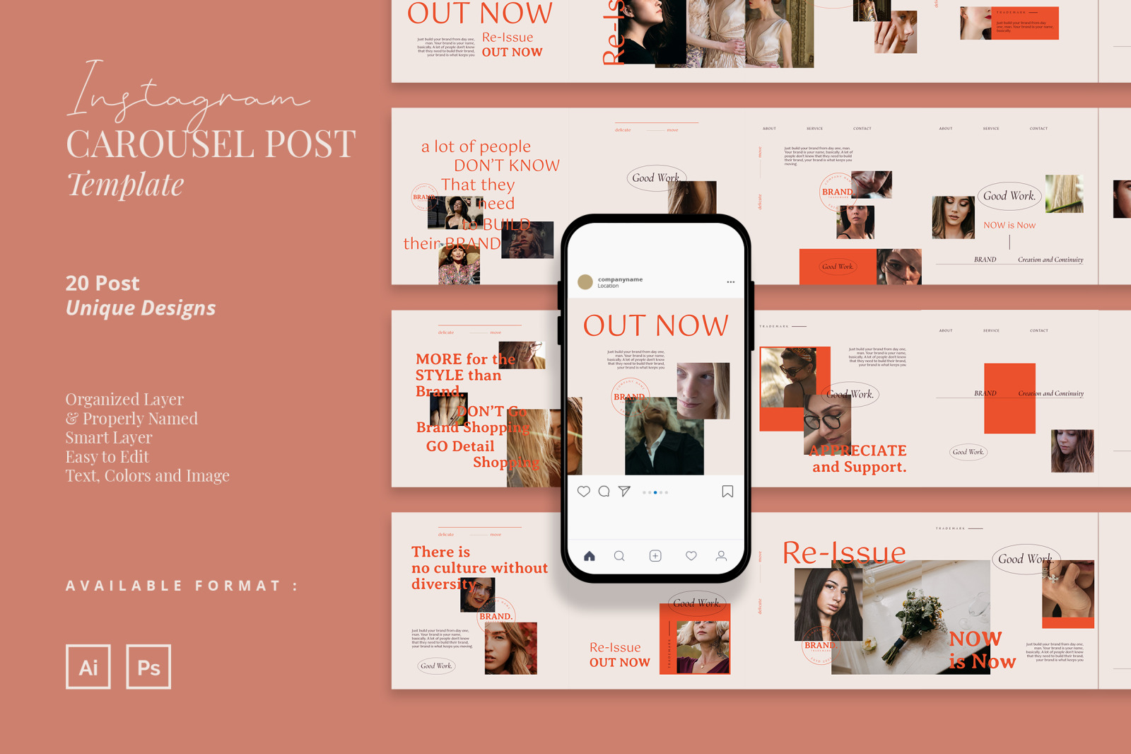 Modest Elegant Instagram Carousel Post Template