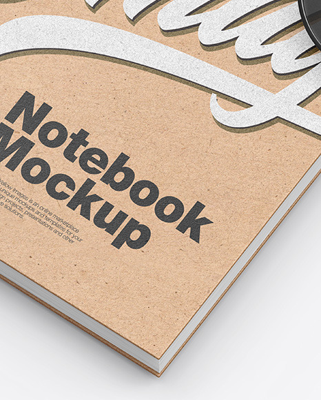 Kraft Notebook with Sunglasses Mockup