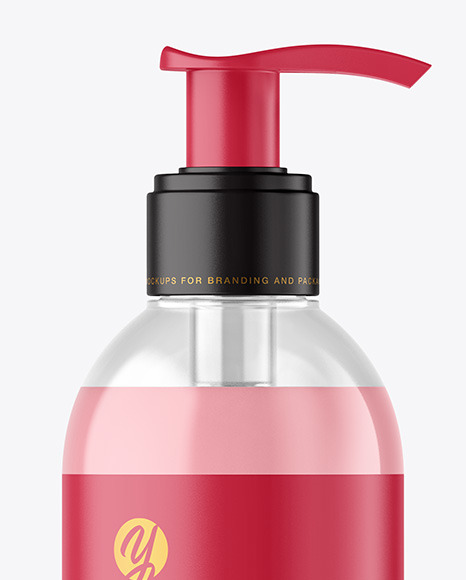 Clear Liquid Soap Bottle with Pump Mockup