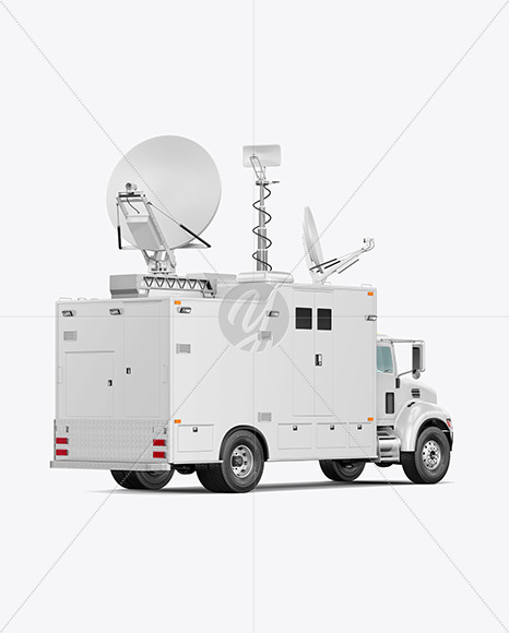 TV Truck Mockup - Back Half Side View