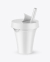 Matte Yogurt Cup w/ Straw Mockup