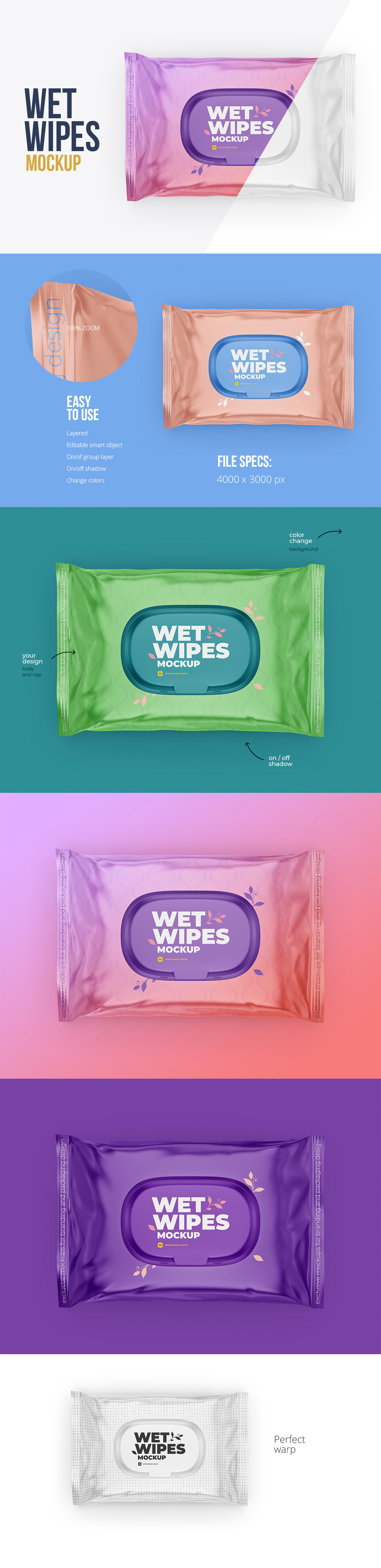 Wet Wipes with Cap Mockup - Top View