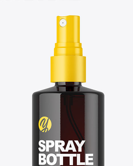 Dark Amber Glass Spray Bottle Mockup