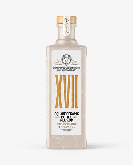 Square Ceramic Bottle Mockup