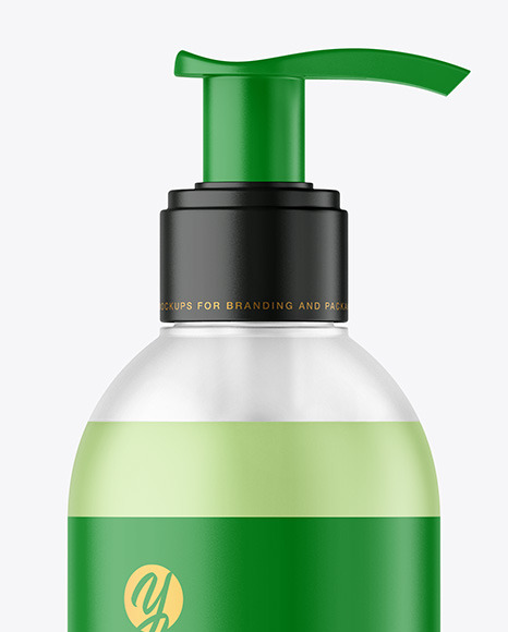 Frosted Liquid Soap Bottle with Pump Mockup