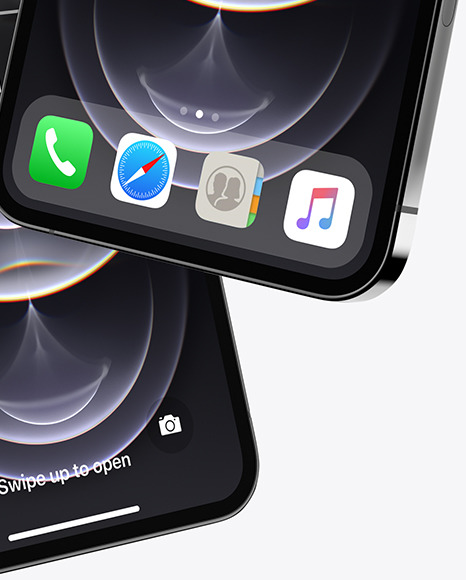 Two Apple iPhones 12 Pro Max Graphite Mockup