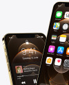 Two Apple iPhones 12 Pro Max Gold Mockup