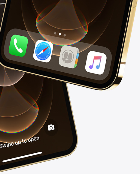 Two Apple iPhones 12 Pro Max Gold Mockup